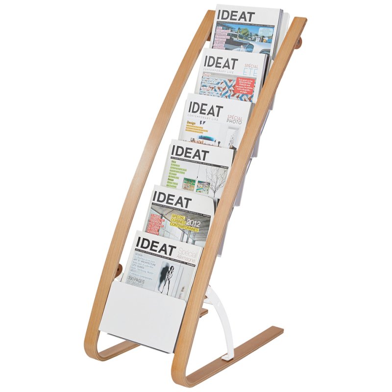 ALBA folderstandaard vloermodel, 8 vakken, 580 mm breedte, wit